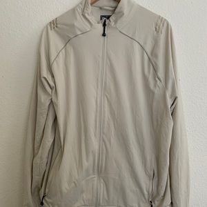 Adidas golf beige zip up windbreaker jacket size l